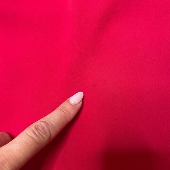 Nicole Miller Red Shift Dress Ruffle Cap Sleeves Size 12 Mini Lightweight - Picture 5 of 10